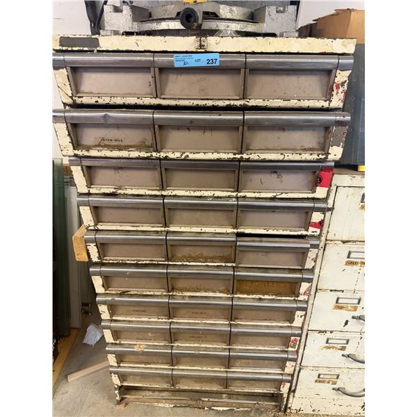 Multi- drawer industrial metal small-parts storage cabinet with Content