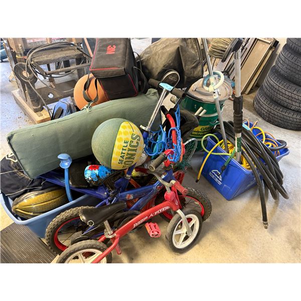 Group of Assorted Items-  Includes Bikes, Basket Ball and more