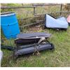 Image 1 : Group of 2 Tow-behind Lawn Sweeper and a Barrel
