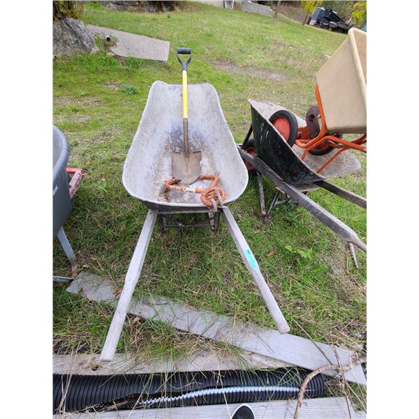 Group of Wheelbarrow and a shovel