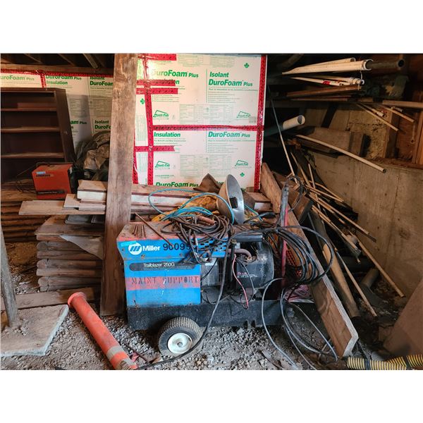 Large Group of Assorted Items- Includes Miller Trailblazer 250G welder, wood, etc