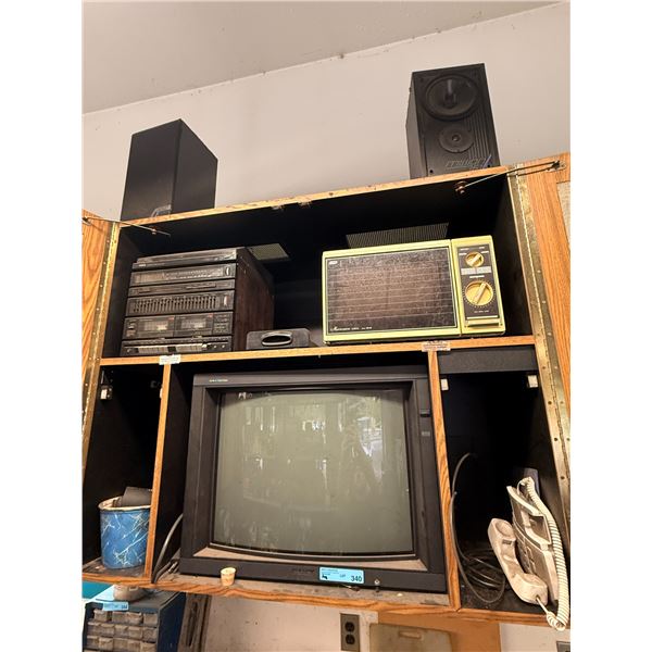 Group of Vintage TV, Microwave Oven, Speakers and more