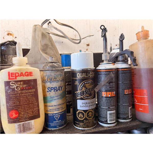 Group of Assorted Industrial Sprays and Liquids