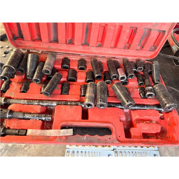 Set of black impact sockets