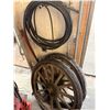 Image 1 : Group of Vintage Cart Tires and Garden Hose