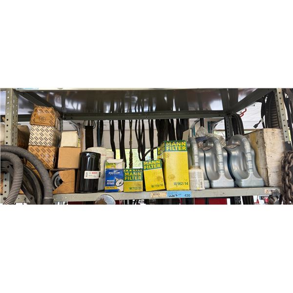 Group of Assorted Oil Filters and Engine Oil