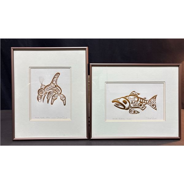Bill Reid Haida Art Prints: Killer Whale Skana & Salmon Skagi, Framed