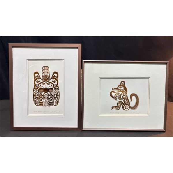 2 Bill Reid Haida Prints: “Ttsaang” (Beaver) and “Ghuts” (Wolf)