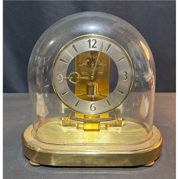 Kieninger & Obergfell Brass Anniversary Clock with Glass Dome and Original Instructions