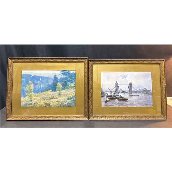 Framed Prints: Landscape and Tower Bridge, Signed
