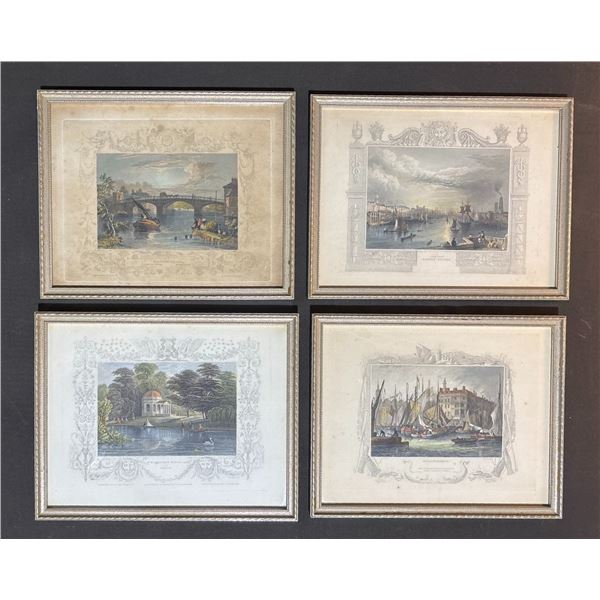 Four Framed 19th Century Hand-Coloured Engravings of European Scenes