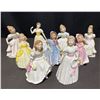 Image 1 : 9 Royal Doulton Hand-Painted Porcelain Lady Figurines