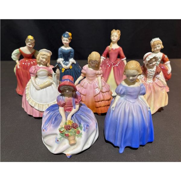 9 Royal Doulton Hand Painted Porcelain Ladies Figurines