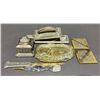 Image 1 : Brass and Metal Desk Accessories Including Inkwell, Paperweight