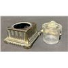 Image 9 : Brass and Metal Desk Accessories Including Inkwell, Paperweight