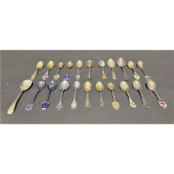 22 Souvenir Collector Spoons with Various Heraldic and Scenic Motifs