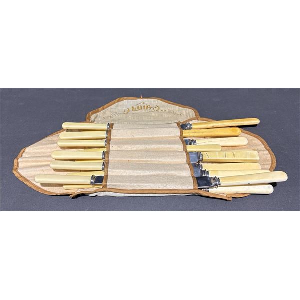 22 Piece Assorted Faux Ivory Handle Stainless Table Knives 