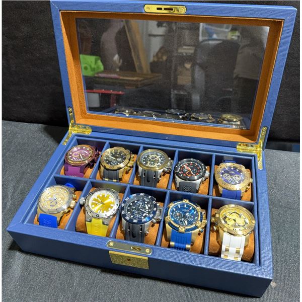 Lot of 10 Invicta and Unitex Men's Chronograph Watches 