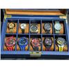 Image 2 : 10 Men's Wristwatches Including Ferrari, Timex in Display Case
