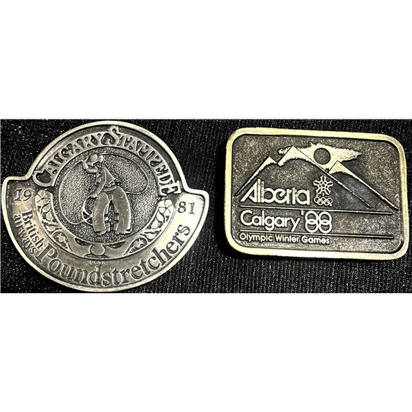 2 Collectible Belt Buckles: Calgary Stampede 1981 & Calgary 1988 Olympics