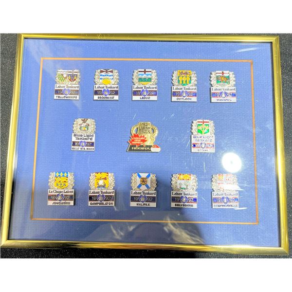 Framed Official 1992 Labatt Tankard Provincial Curling Championships Vintage Pin Set