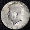 Image 1 : 1969-D Kennedy Half Dollar Silver Coin, 40% Silver 