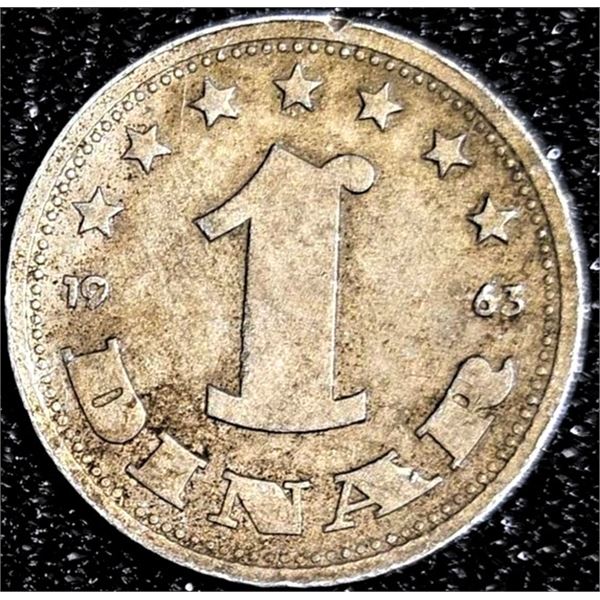 1965 Yugoslavia 1 Dinar Coin  .990 Sterling Silver 