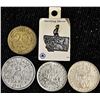 Image 1 : 4 French and 1 Swedish Coins with Sterling Silver Montana State Charm