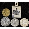 Image 2 : 4 French and 1 Swedish Coins with Sterling Silver Montana State Charm