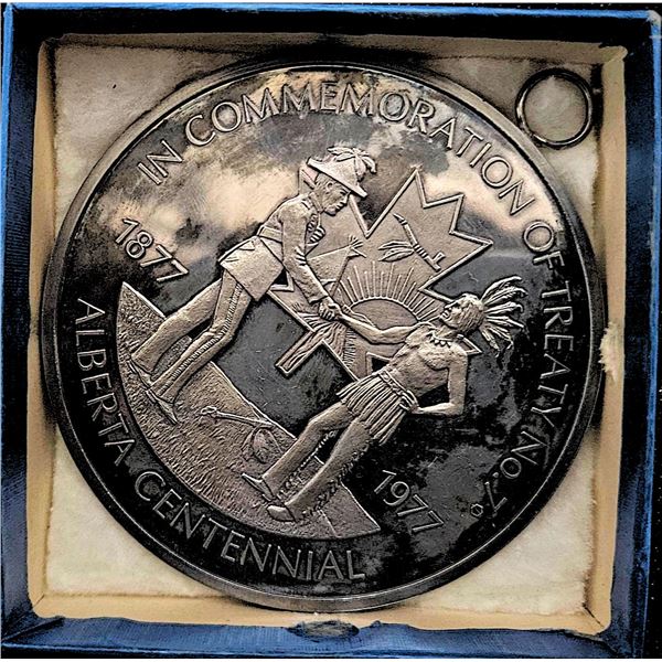 Commemorative Silver Medal 99.9% Pure 1877–1977 Alberta Centennial Treaty No.7 Coin 