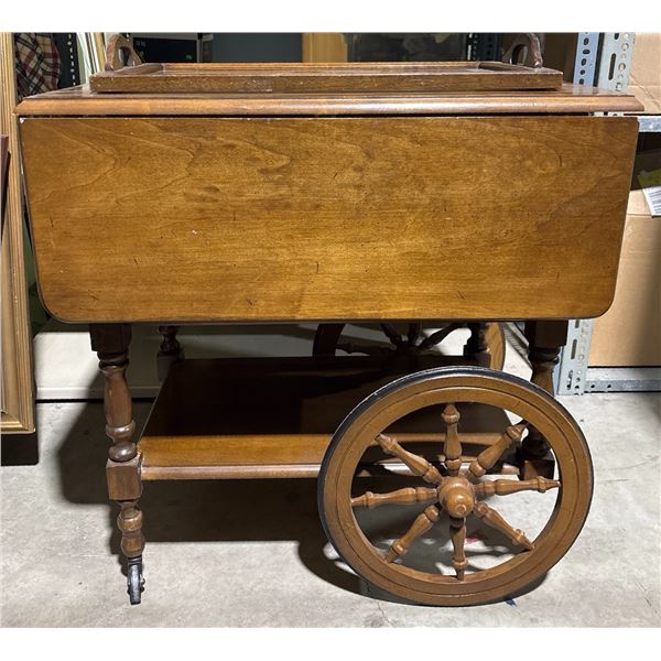 Wood Tea Cart with Dual Removable Trays