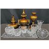 Image 1 :  Cut Glass Crystal Tableware Pieces and Decorative Wooden Urns 