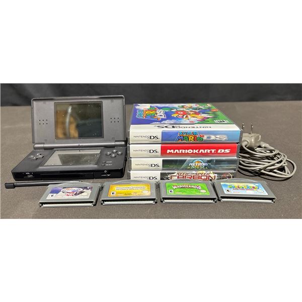 Nintendo DS Lite Console With Charger, 4 DS Games, 4 Game Boy Advance Games
