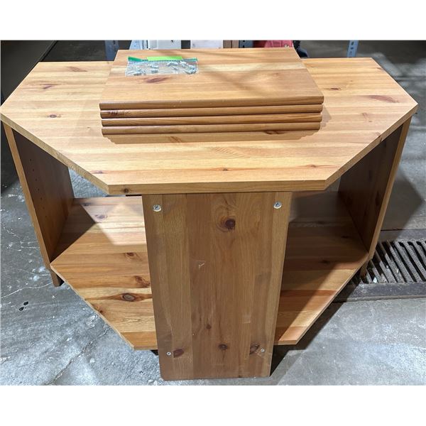 Solid Pine Wood Corner Table with 4 Shelf Unit 