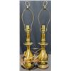Image 5 : Brass Table Lamp Bases and Floral Stained Glass Panel