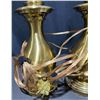 Image 8 : Brass Table Lamp Bases and Floral Stained Glass Panel