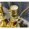 Image 9 : Brass Table Lamp Bases and Floral Stained Glass Panel