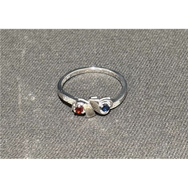 10k White Gold Ring with Garnet and Sapphire