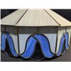 Image 5 : Stained Glass Hanging Pendant Lamp, White and Blue, Maximum 150W Type A Bulb