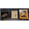 Image 1 : 3 Western Art Pieces: Horse Relief Plaque, Velvet Horse, Cowboy Print