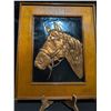 Image 2 : 3 Western Art Pieces: Horse Relief Plaque, Velvet Horse, Cowboy Print
