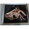Image 4 : 3 Western Art Pieces: Horse Relief Plaque, Velvet Horse, Cowboy Print