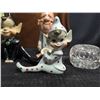 Image 2 : 6 Japan-Marked Figural Ceramic Figurines, 2 Cut Glass Dishes, Plate 5955