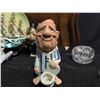 Image 4 : 6 Japan-Marked Figural Ceramic Figurines, 2 Cut Glass Dishes, Plate 5955