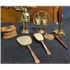 Image 1 : Decorative Items Brass Vanity Set Military Lighter Knight Figure Coaster Box Lot