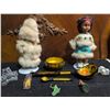 Image 1 : Inuit And Indigenous Style Dolls With Real Rabbit Fur, Russian Lacquerware, Figurines