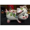 Image 8 : Decorative Ceramics, Tin Tea Canister, Piggy Bank, Cat Plate, And Banks