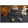 Image 1 : Horse Figurines, Pair of Book Ends, Medalta Ashtray, Favor Inc, Pottery Craft