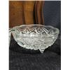 Image 6 : Glassware Lot: Amber Bee Jar, Creamer Set, Crystal Dish, Bowl, Swirl Vase