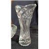 Image 7 : Glassware Lot: Amber Bee Jar, Creamer Set, Crystal Dish, Bowl, Swirl Vase